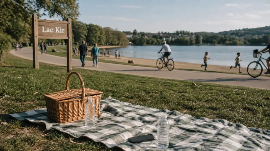 Activités lac kir dijon : pique-nique au bord du lac Kir à Dijon