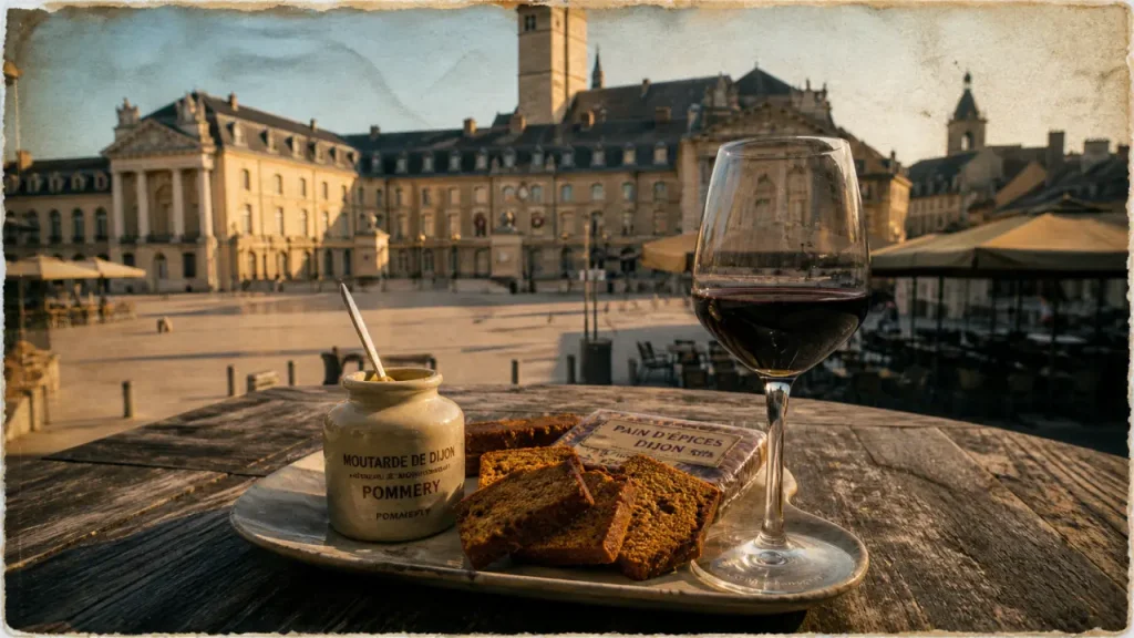 Digione ou Dijon : assiette bourguignonne près du Palais des Ducs