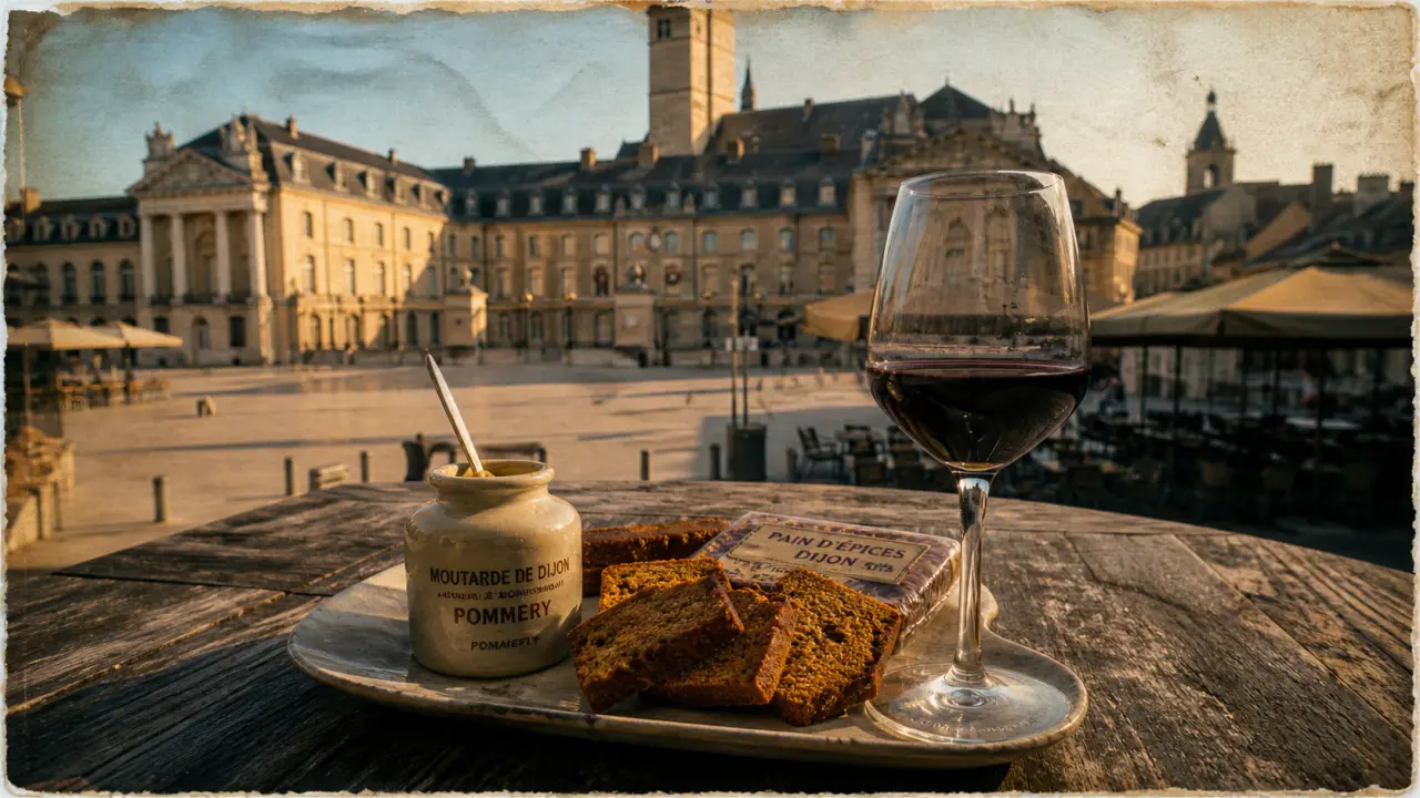 Digione ou Dijon : assiette bourguignonne près du Palais des Ducs