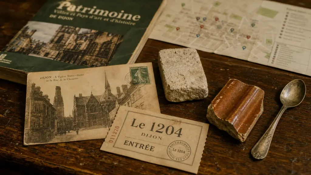 Dijon patrimoine : carte postale et plan du centre historique