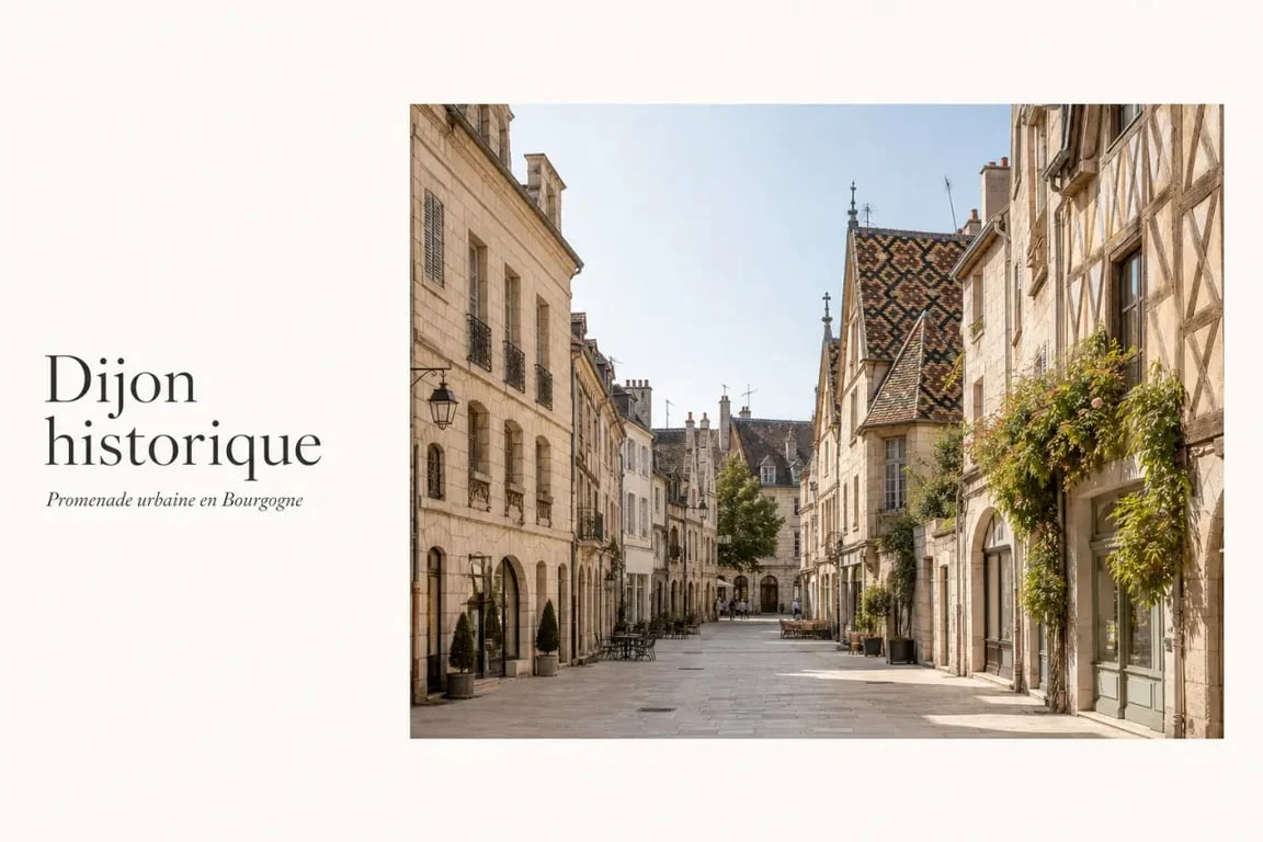 Dijon aujourd'hui dans le centre historique, avec ses rues piétonnes et ses façades anciennes