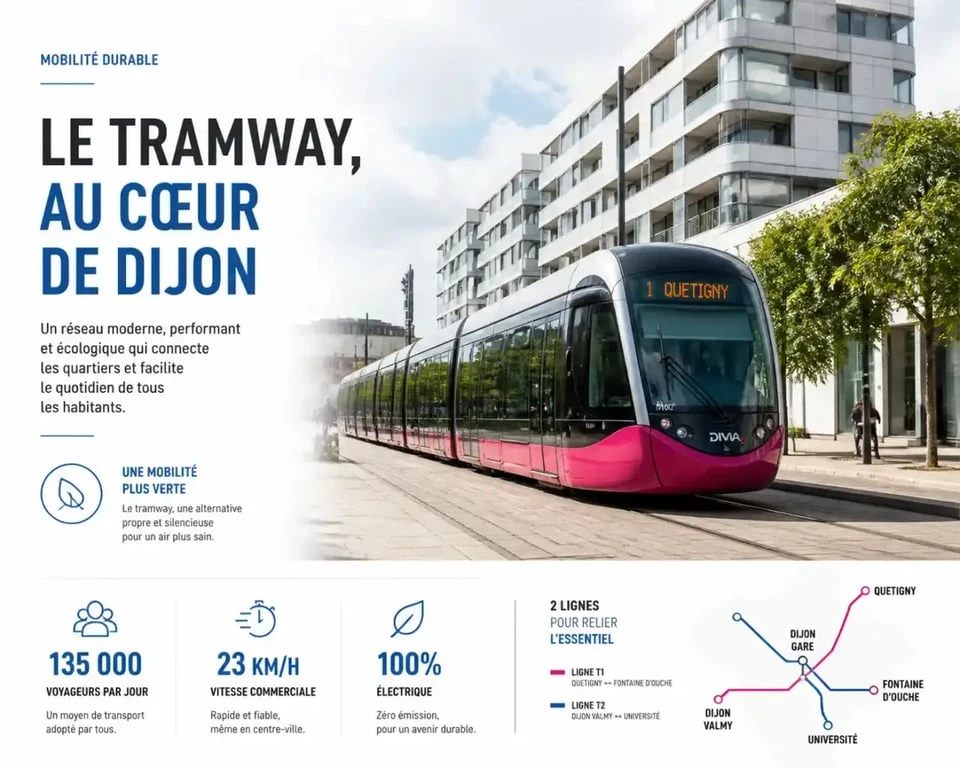 Desserte en tramway dans les quartiers en développement de Dijon