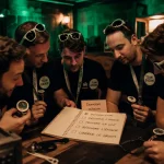 Enterrement de vie de garcon : amis avec accessoires EVG et mission d’escape game