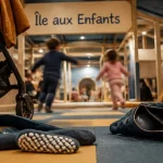 ile aux enfants dijon : tapis de motricité au hall, enfants