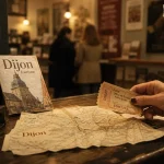 Office du tourisme dijon : brochures et horaires en vitrine