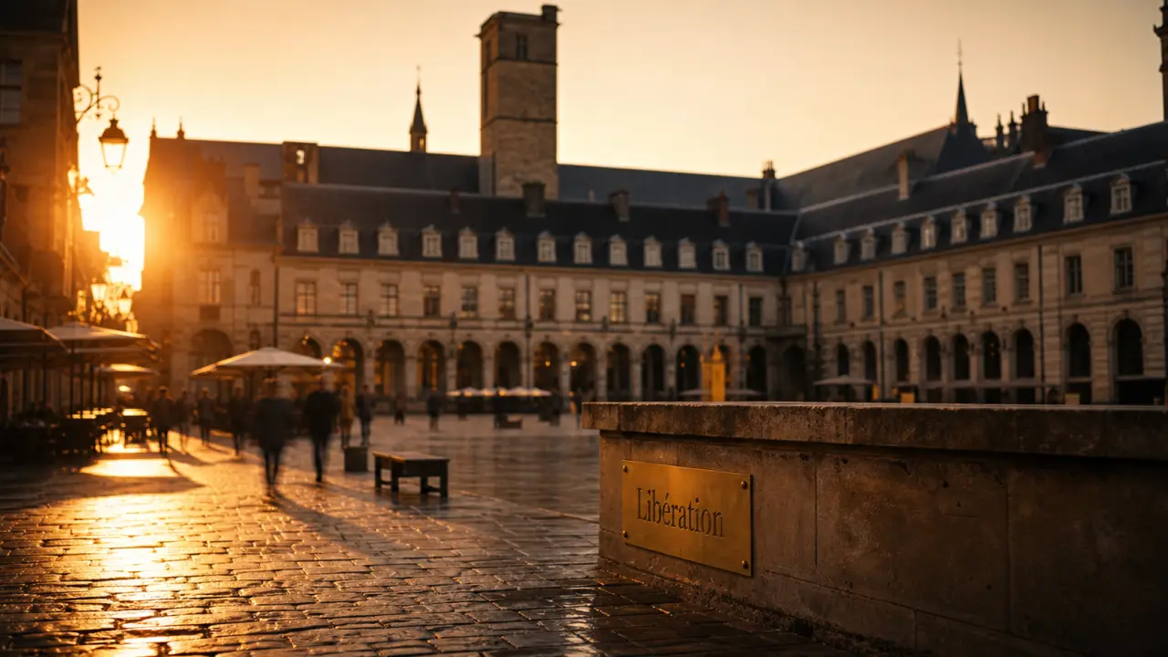 Place Dijon : vue golden hour de la place de la Libération à Dijon