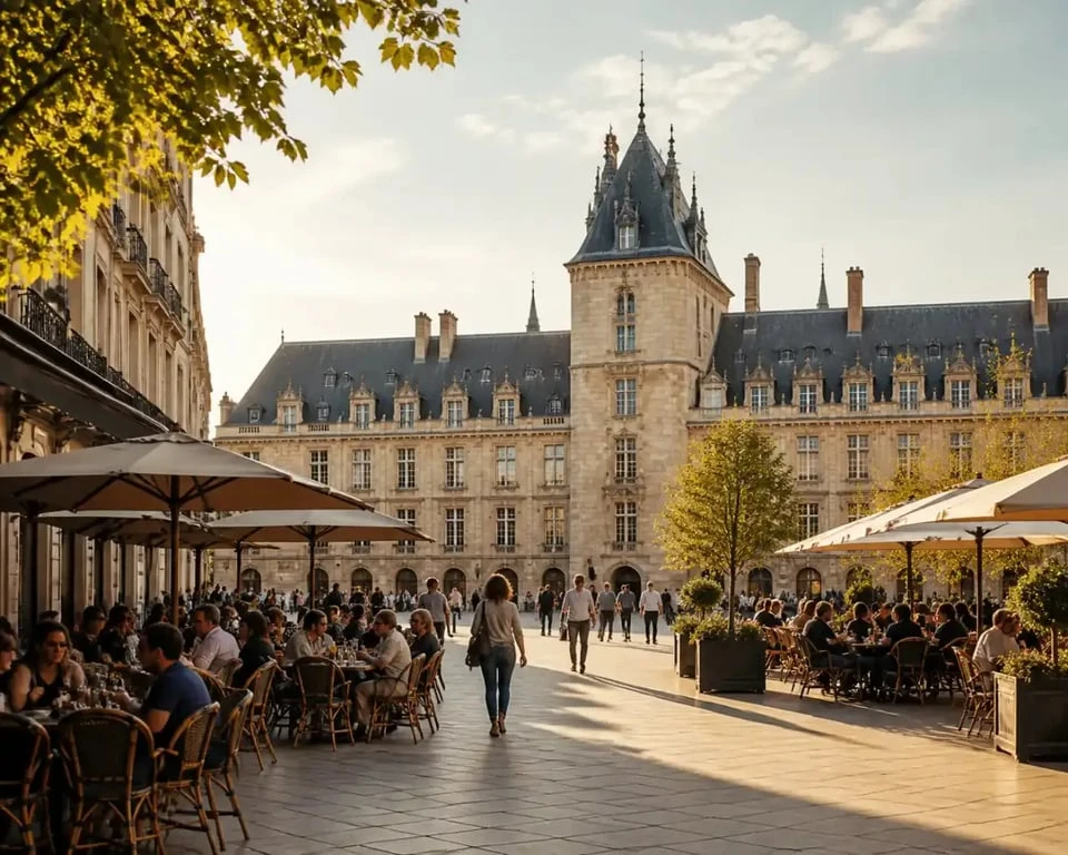 Restaurants place de la libération dijon : terrasses animées et façade historique sur la place