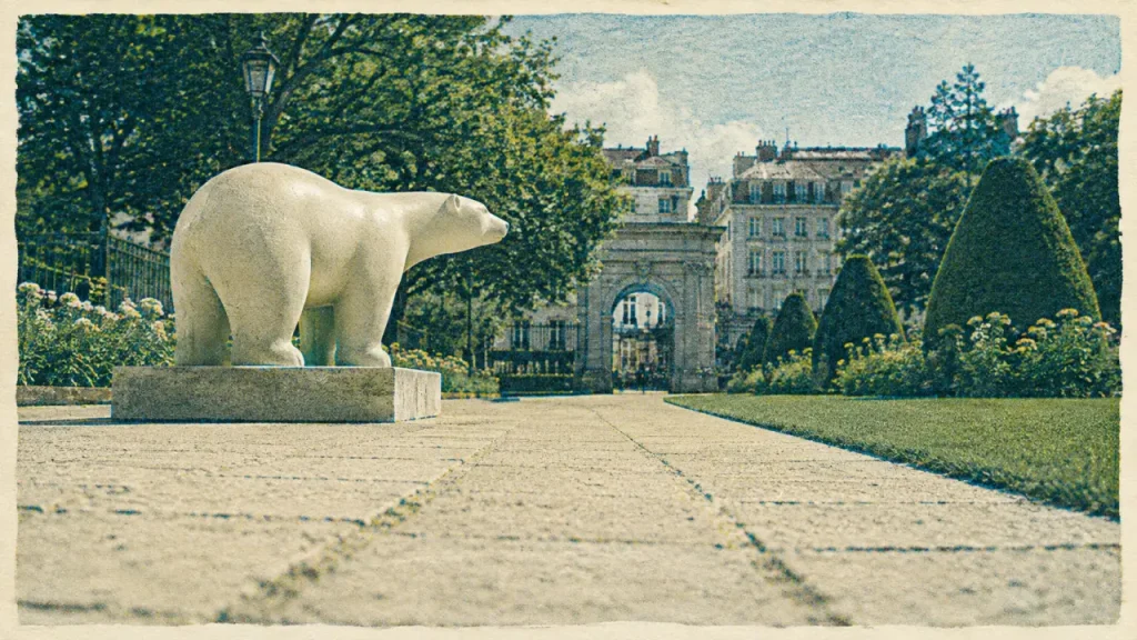 Jardin Darcy Dijon : ours blanc de Pompon