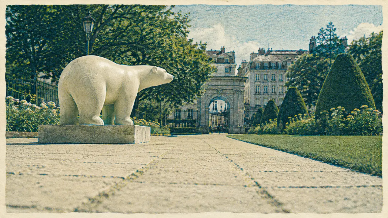Jardin Darcy Dijon : ours blanc de Pompon