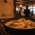 Restaurants dijon sud : poulet Gaston Gérard en cocotte en fonte, vue restaurant