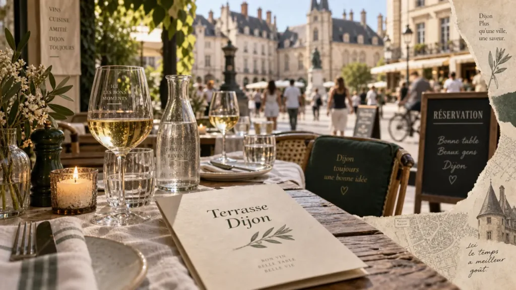 Restaurants dijon avec terrasse : table en terrasse au centre de Dijon