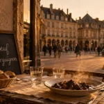 Restaurants place de la libération Dijon : terrasse avec bœuf bourguignon fumant