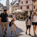 Week-end à Dijon en famille : balade du Parcours de la Chouette, rue piétonne près du Palais des Ducs