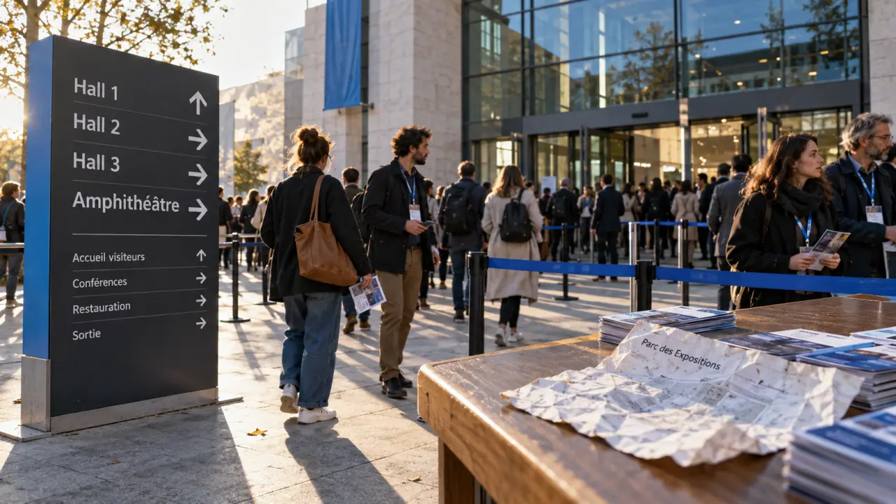 Parc des expositions de dijon : entrée, signalétique et halls pour événements